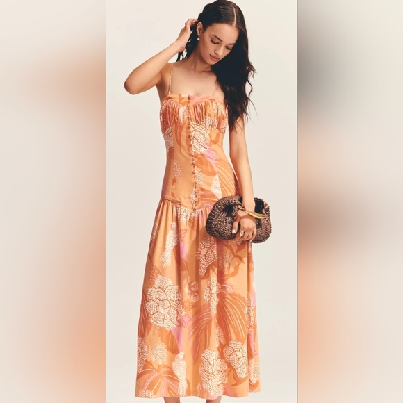 FARM Rio Dresses & Skirts - Farm Rio Strapless Drop-Waist Floral Maxi Dress